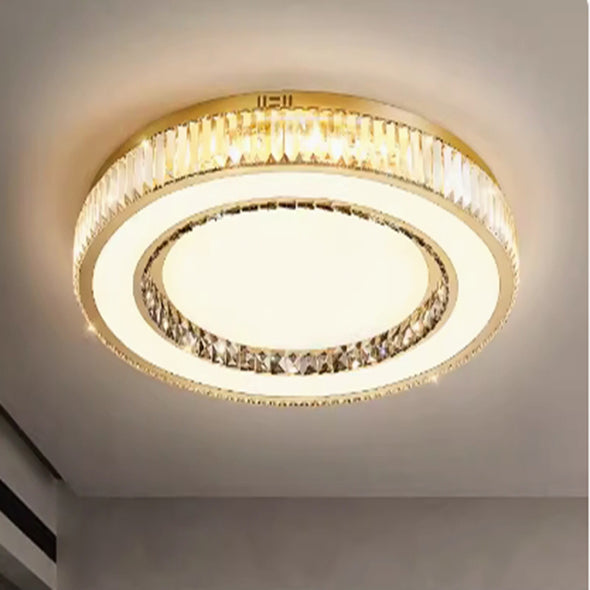 Crystal Chandelier LED Modern Flush Mount Ceiling Light Fixtures Round Ring Luxury Large Chandelier for Living Room Bedroom Dining Room Entrance