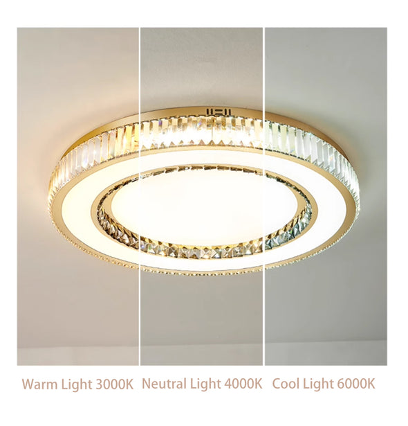 Crystal Chandelier LED Modern Flush Mount Ceiling Light Fixtures Round Ring Luxury Large Chandelier for Living Room Bedroom Dining Room Entrance