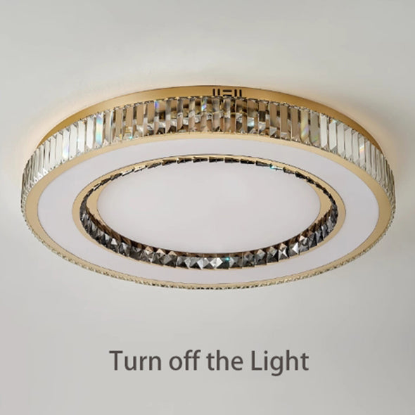 Crystal Chandelier LED Modern Flush Mount Ceiling Light Fixtures Round Ring Luxury Large Chandelier for Living Room Bedroom Dining Room Entrance