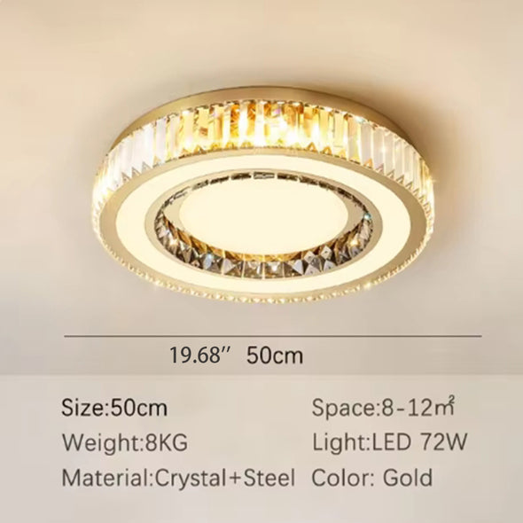 Crystal Chandelier LED Modern Flush Mount Ceiling Light Fixtures Round Ring Luxury Large Chandelier for Living Room Bedroom Dining Room Entrance