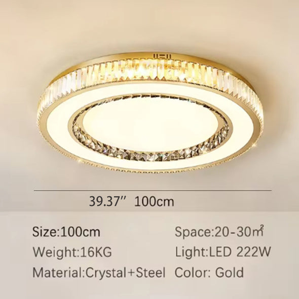 Crystal Chandelier LED Modern Flush Mount Ceiling Light Fixtures Round Ring Luxury Large Chandelier for Living Room Bedroom Dining Room Entrance