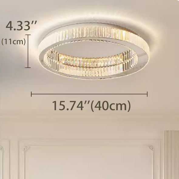 Crystal Flush Mount Ceiling Light Fixture, LED Modern Close to Ceiling Light, Hallway Light Fixtures Round Ceiling Chandelier for Bedroom Kitchen Bathroom Closet Foyer