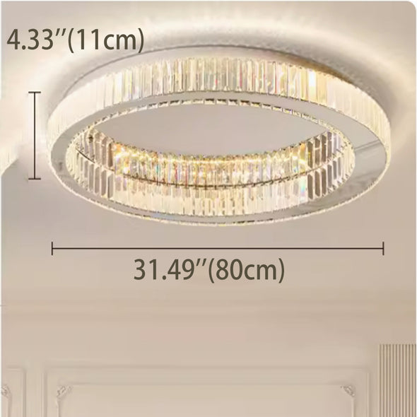 Crystal Flush Mount Ceiling Light Fixture, LED Modern Close to Ceiling Light, Hallway Light Fixtures Round Ceiling Chandelier for Bedroom Kitchen Bathroom Closet Foyer