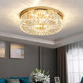 Modern Crystal Ceiling Light Fixture, Flush Mount Crystal Ceiling Fixtures for Kitchen Bedroom Living Room  (Gold)