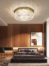 Modern Crystal Ceiling Light Fixture, Flush Mount Crystal Ceiling Fixtures for Kitchen Bedroom Living Room  (Gold)