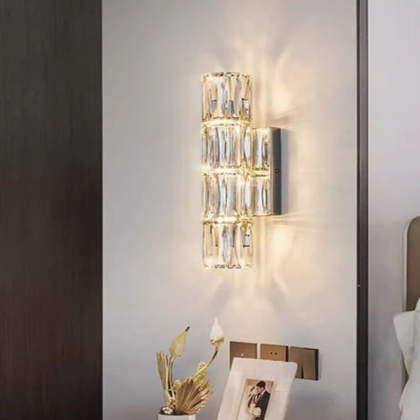 Crystal Wall Sconces, Gold Wall Light Fixtures, Bedroom Wall Lights with Glass Shade, Modern Sconces Wall Lighting for Living Room Bathroom