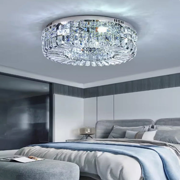 Crystal Ceiling Lights Modern Golden Living Room Decoration Round Ceiling Chandelier Lamp Indoor Decor Hanging Lamps for Bedrooms Living Room Hallway