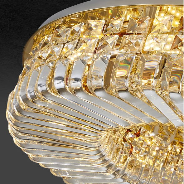 Crystal Ceiling Lights Modern Golden Living Room Decoration Round Ceiling Chandelier Lamp Indoor Decor Hanging Lamps for Bedrooms Living Room Hallway