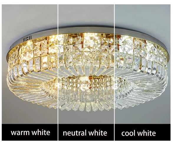 Crystal Ceiling Lights Modern Golden Living Room Decoration Round Ceiling Chandelier Lamp Indoor Decor Hanging Lamps for Bedrooms Living Room Hallway