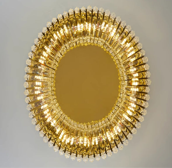 Crystal Ceiling Lights Modern Golden Living Room Decoration Round Ceiling Chandelier Lamp Indoor Decor Hanging Lamps for Bedrooms Living Room Hallway