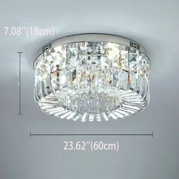 Crystal Ceiling Lights Modern Golden Living Room Decoration Round Ceiling Chandelier Lamp Indoor Decor Hanging Lamps for Bedrooms Living Room Hallway