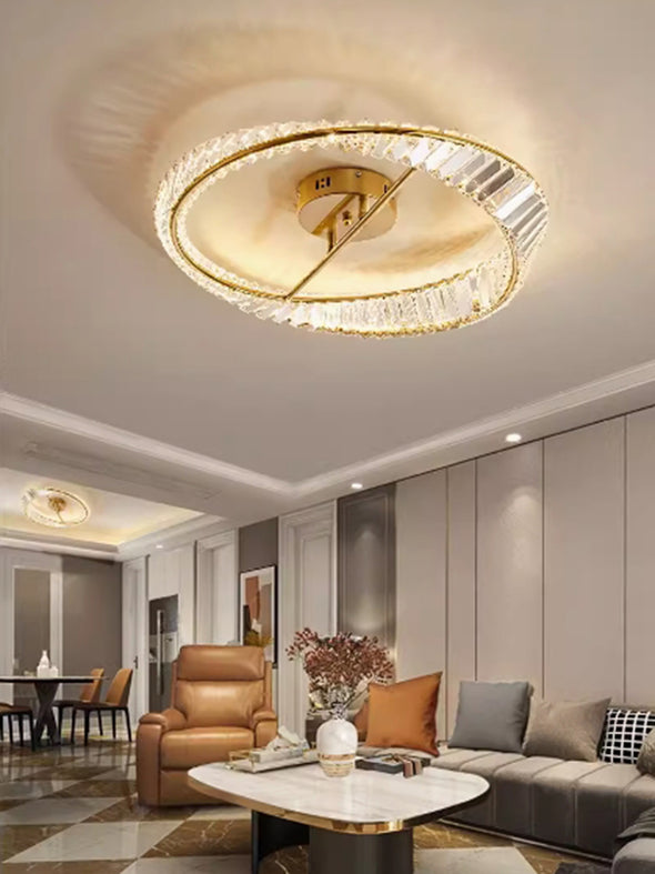 Modern Luxury Round Crystal Flush Mount Lights for Living Room Bedroom Kitchen Decoration Home Ceiling Lamp