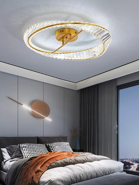 Modern Luxury Round Crystal Flush Mount Lights for Living Room Bedroom Kitchen Decoration Home Ceiling Lamp