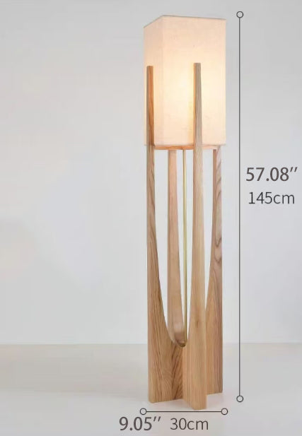 Floor Lamp Japanese Style Minimalist Living Room Sofa Side Table Lamp Solid Wood Lamp Body Retro Design Bedroom Atmosphere Lamp