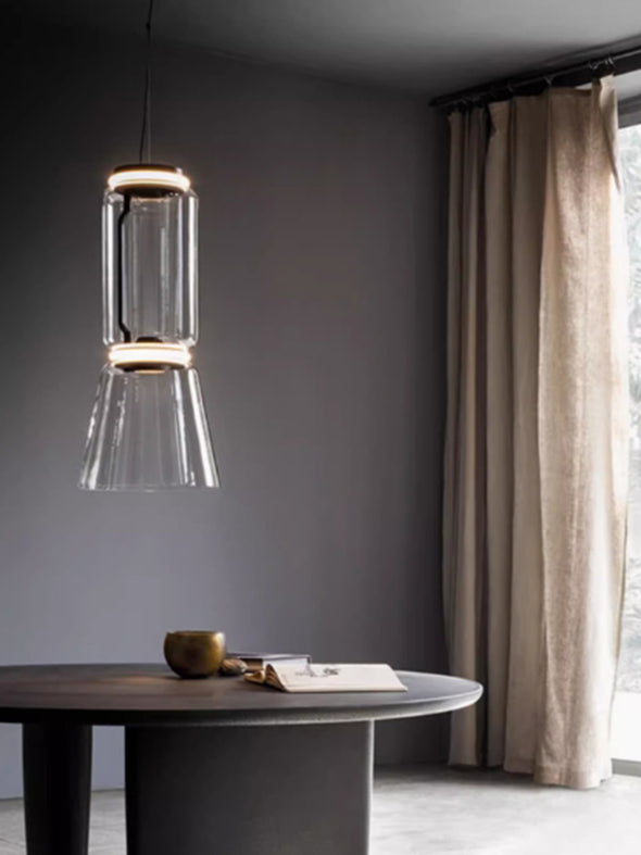 Post-modern LED Pendant Lighting With Clear Glass Shade Adjustable Hanging Light Fixtures