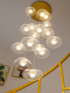 Bulb Lotus Leaf Chandeliers Acrylic Gold Staircase Rotating Long Pendent Lights Living Room Dining Room