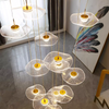 Bulb Lotus Leaf Chandeliers Acrylic Gold Staircase Rotating Long Pendent Lights Living Room Dining Room