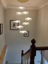 Bulb Lotus Leaf Chandeliers Acrylic Gold Staircase Rotating Long Pendent Lights Living Room Dining Room