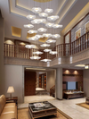 Bulb Lotus Leaf Chandeliers Acrylic Gold Staircase Rotating Long Pendent Lights Living Room Dining Room