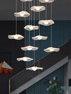 Bulb Lotus Leaf Chandeliers Acrylic Gold Staircase Rotating Long Pendent Lights Living Room Dining Room