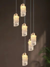 Modern Rotating Bead Curtain Chandelier Aluminum Frame PMMA Shade 3-26 Lights