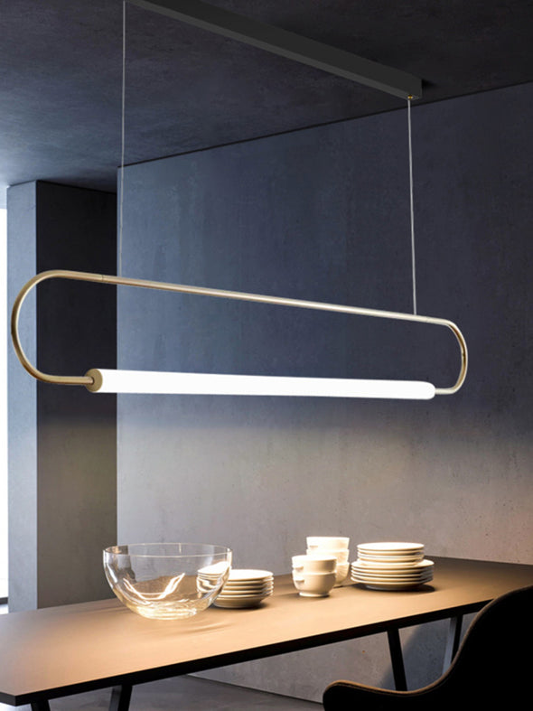 Modern Linear Pendant Light, Iron PMMA Shade, 32 - 55 Inch Adjustable Length