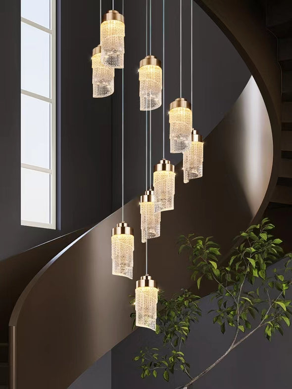Modern Rotating Bead Curtain Chandelier Aluminum Frame PMMA Shade 3-26 Lights