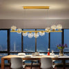 Modern Long Strip Chandelier Glass Magic Bean Spiral Ironwork Chandelier