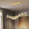 Modern Long Strip Chandelier Glass Magic Bean Spiral Ironwork Chandelier