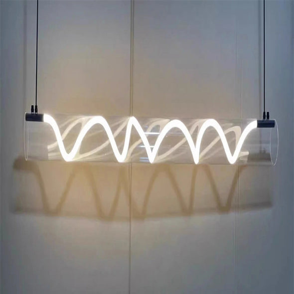Modern Wave LED Chandelier Iron Acrylic Linear Pendant with Adjustable Length