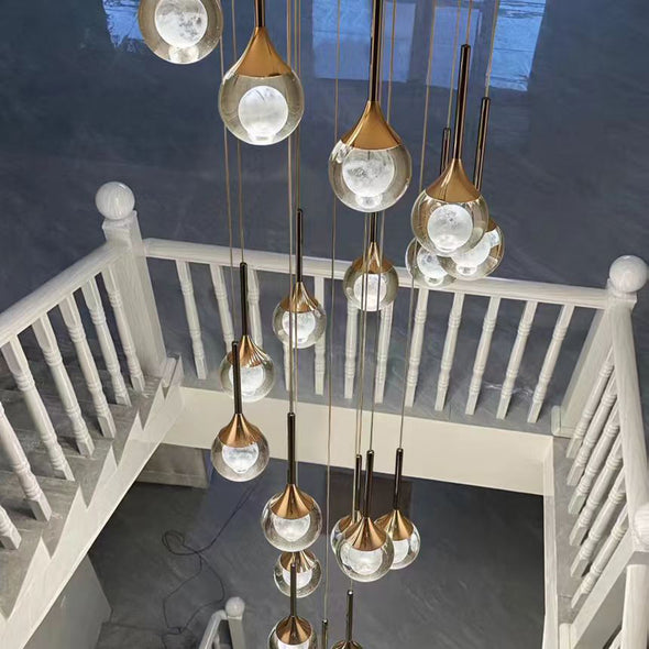 Modern Crystal Moon Pendant Light Stainless Steel Chandelier with 3D Lunar Globe