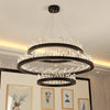 Modern Round Crystal Chandelier Ring Light Fixture LED Hanging Ceiling Lights