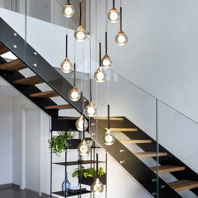 Modern Crystal Moon Pendant Light Stainless Steel Chandelier with 3D Lunar Globe