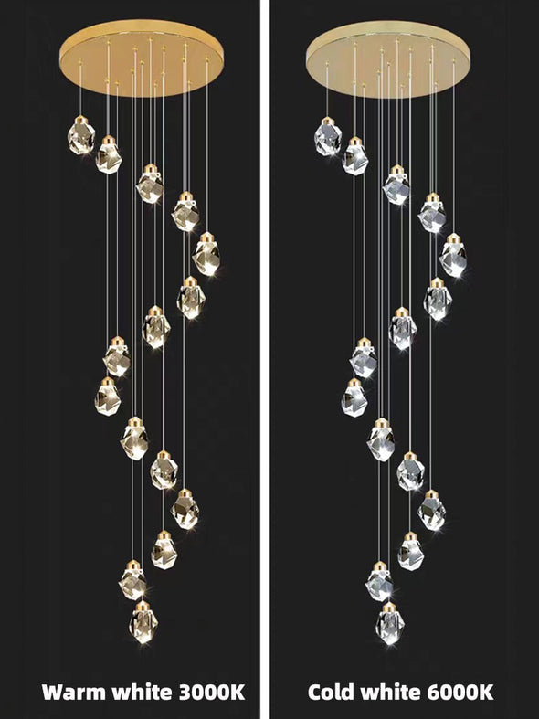 Luxury Crystal High Ceiling Chandelier Decor for Staircase Living Room Entrance Foyer Light Fixtures Modern Large Raindrop Chandeliers Lamp