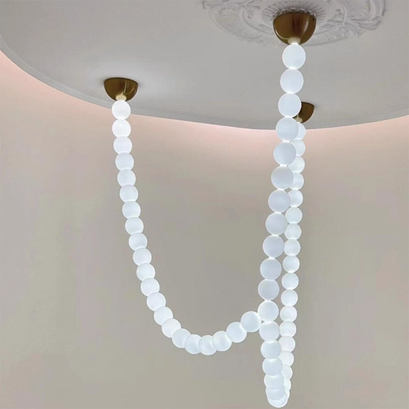 Post Modern Bubble Necklace Chandeliers Glass Ball Luxury Pearl Pendant Lights For Staircase Foyer Living Room