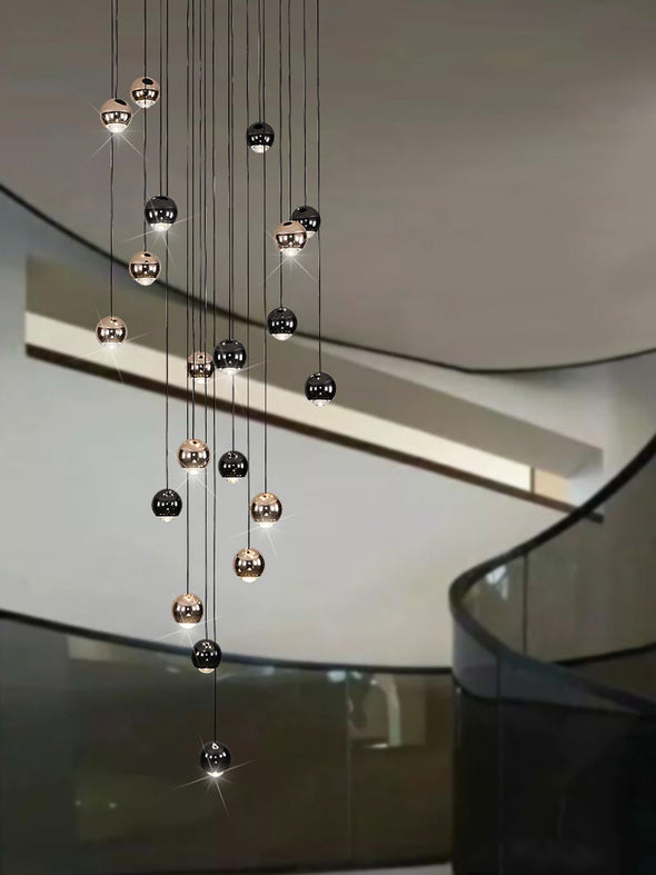 Stair Chandelier Raindrop Globe High Ceiling Lighting Long Pendant Light for Hallway, Living Room, Foryer