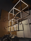 Nordic Geometric Chandeliers Cube Combination Pendant Lights Stainless Steel Square Restaurant Bar Lobby Lights