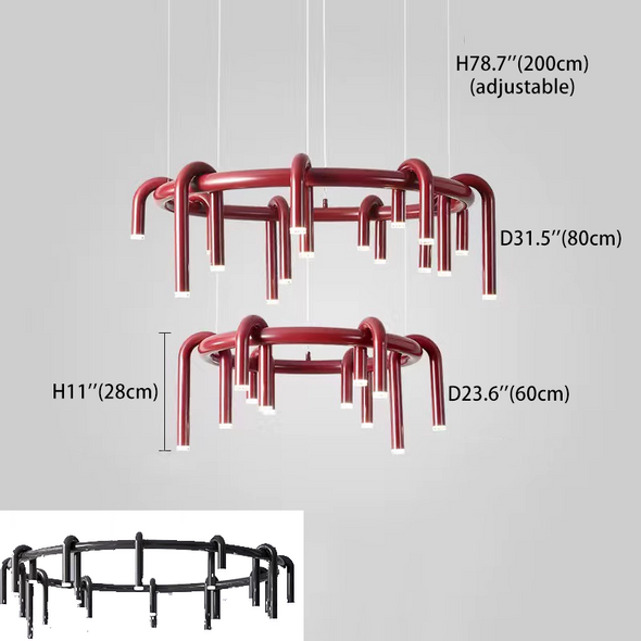 U-shaped Chandeliers Minimalist Dark Red Black Living Room Restaurant Bar Bedroom Lighting Fixtures