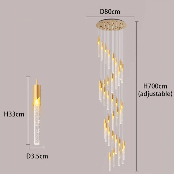 Crystal Column Chandelier Modern Simple Luxurious Stairway Restaurant  Department  Duplex Living Room LOFT Hollow High Long Lamp