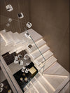 Modern Crystal Cube Chandelier, Multi Light Pendant with Titanium Black