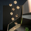 Modern Crystal Cube Chandelier, Multi Light Pendant with Titanium Black