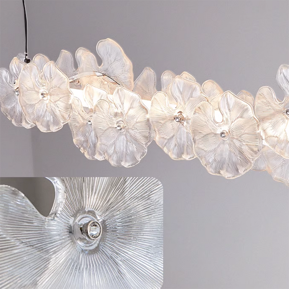 Flower Glass Pendant Lights Lotus Leaf Design Chandeliers French Style Luxury Senior Bar Island Hanging Lamp