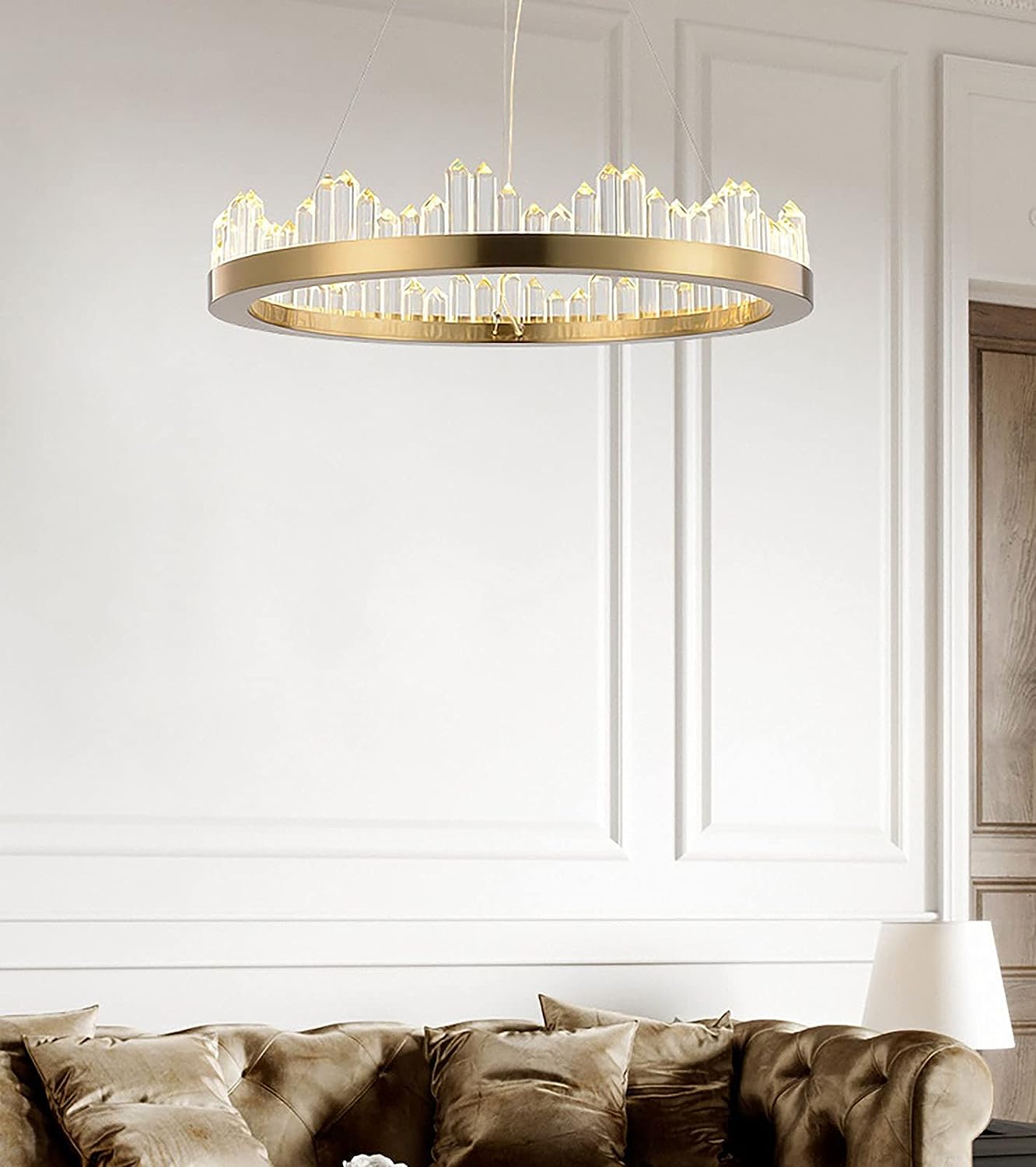 Large hanging lamp with 5 golden rings - Tina