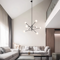 Modern Led Chandelier Home Decoration Long Pole Design Adjustable Angle Black/Gold Hanging Lamps