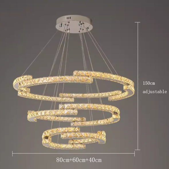 Modern Crystal LED Pendant Luxury Ring Ceiling Home Chandelier Decor Kitchen Island Living Dining Room Lighting