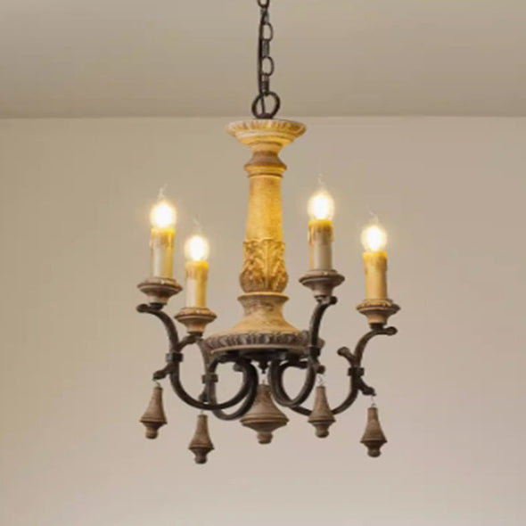 Farmhouse Retro Chandelier Candle Rustic Wood Light For Kitchen, Bedroom, Living Room, Hosue Office, Reading Room