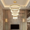 Luxury Crystal Chandeliers Duplex Stainless Steel Pendant Lights Modern Villa Staircase Living Room Hollow