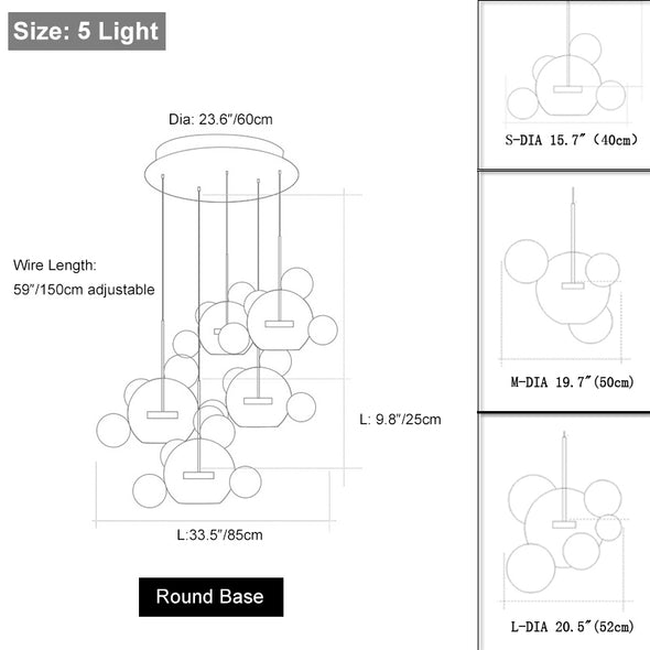 Modern Glass Chandelier Long Ceiling Pendant Hanging Light Loft Home Decor