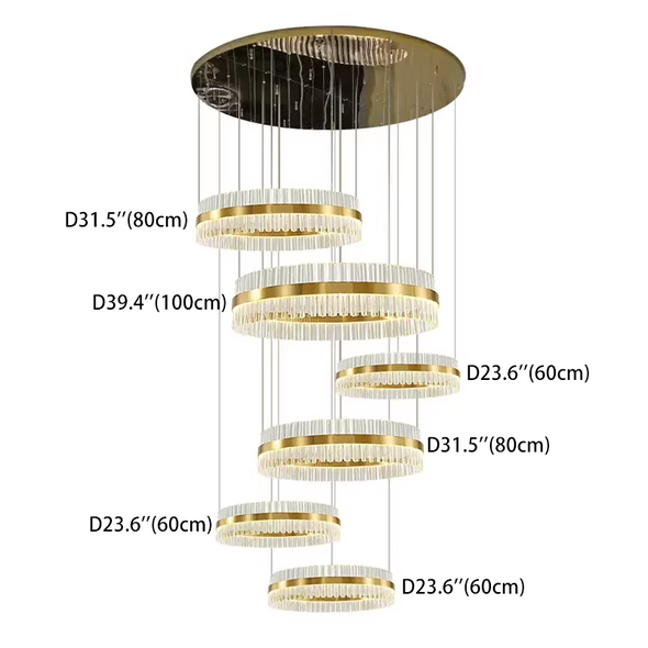 Luxury Crystal Chandeliers Duplex Stainless Steel Pendant Lights Modern Villa Staircase Living Room Hollow