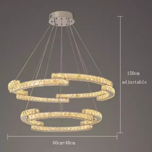 Modern Crystal LED Pendant Luxury Ring Ceiling Home Chandelier Decor Kitchen Island Living Dining Room Lighting